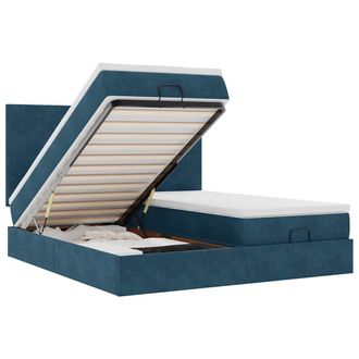 vidaXL Estructura De Cama Otomana Colchones Terciopelo Azul Oscuro Vidaxl