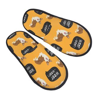 Generic Women Men House Slippers Corgi Ladies House Slippers Warm Soft Home Shoes, For Hotel, Travel, Indoor Outdoor, M