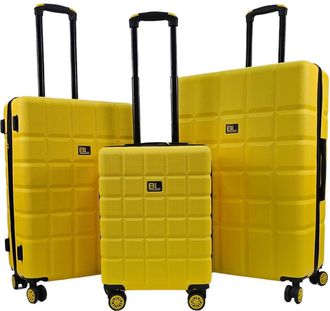 Infinity Leather Geel Hard Shell Classic 8 Wheel Cabin Bagagekoffer Reiskoffers