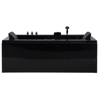 Beliani Ba&ntilde;era De Acr&iacute;lico Negro 183 X 90 Cm Derecha Con Chorros De Masaje Reposacabezas Y Led Varadero
