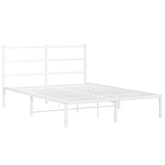 Berkfield Home Metal Bed Frame without Mattress with Headboard White 135x190cm | Size: 135x190 cm