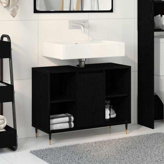 vidaXL Vidaxl - Bathroom Cabinet Black oak 80 x 33 x 60 cm Engineered Wood