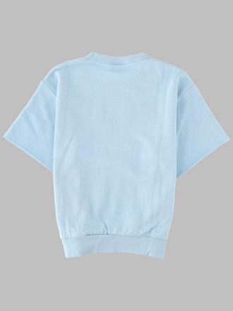Finger in the Nose Short-Sleeve Cotton Sweater - Blue