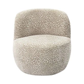 DRAWER Sill&oacute;n redondo de tela con estampado de leopardo - beige