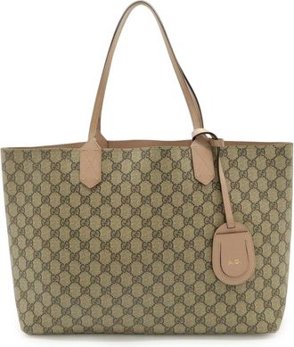 Gucci Beige Dusty Pink Khaki Gg Supreme Canvas Leather Shoulder Bag Tote Bag (Pre-Owned)