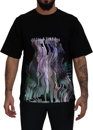 Dolce & Gabbana Mens Printed Crewneck T-Shirt Black Cotton Polyester