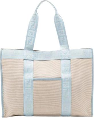 Fendi Pre-owned Tote Bags, female, Beige, Size: ONE SIZE Pre-owned Canvas Tote