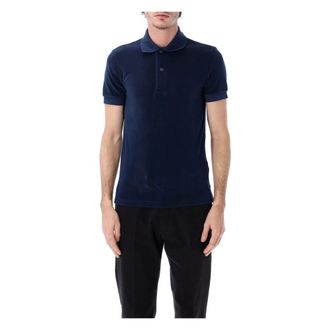 Tom Ford Polo Shirts, male, Blue, 2XL, Towelling Polo