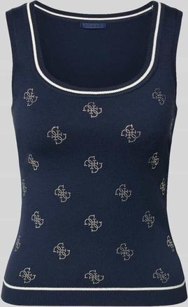 Guess Slim Fit Top aus Viskose-Mix in Marine, Gr&ouml;&szlig;e XL