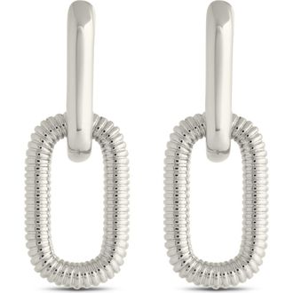 Sterling Forever Felicity Textured Chain Link Drop Earrings in Silver at Nordstrom Rack
