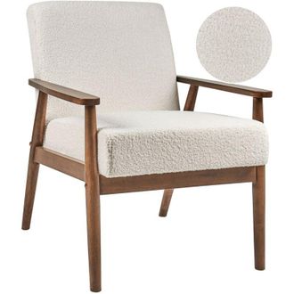 Beliani Beliani - Poltrona retr&ograve; da salotto Rivestimento in boucle Struttura in legno scuro Esrum bianco sporco
