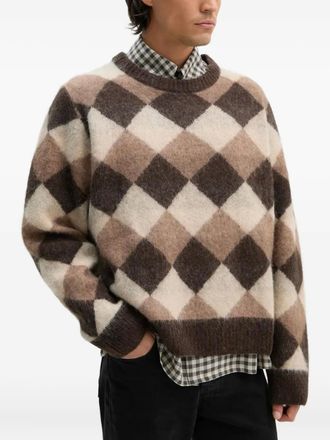 Won Hundred argyle-pattern crew-neck sweater - Brown