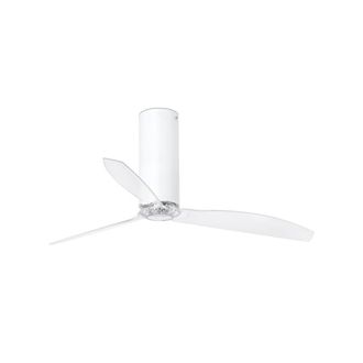 Faro Barcelona Ventilador sin luz blanco brillo acero + cristal