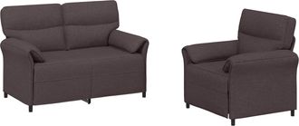vidaXL Juego De Sof&aacute; 2 Uds. Marr&oacute;n Oscuro Tela Vidaxl