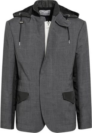 sacai Suiting X Nylon Twill Jas - Heren - Blazers - Grijs - M - Nylon - Jassen