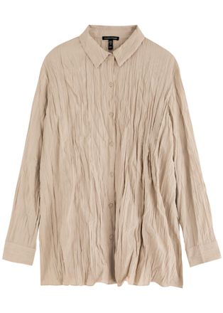 Eileen Fisher Eileen Fisher Crinkled Plissé Silk Shirt - Beige - L (UK 18-20 / XL)