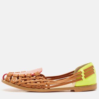Sophia Webster Multicolor Woven Leather And Patent Loafers