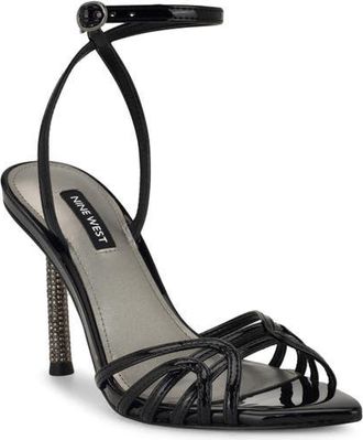 Nine West Paxal Ankle Strap Pointed Toe Sandal in Black 001 at Nordstrom, Size 8.5