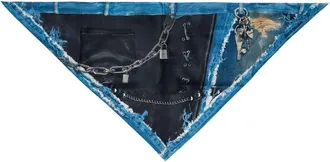 Acne Studios Unisex Distressed Denim & Leather Silk Scarf Multicolor