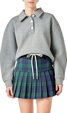 English Factory Scuba Knit Polo Sweatshirt in Grey at Nordstrom, Size X-Small
