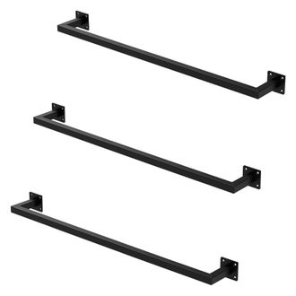 ML Design Ml-design - Set 3 Appendiabiti Porta Asciugamani Attacco A Parete 90 X 12 Cm In Acciaio Nero Per Bagno Cucina Soggiorno Balcone Camera Da Letto Porta 