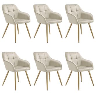 TecTake Dining Chair Marilyn Set Of 6 - Cream/Gold in Cream | Size: 6 Pack