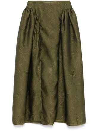 Cecilie Bahnsen textured midi skirt - women - Polyamide/Recycled Polyester - 8 - Green
