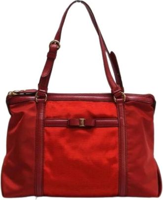 Ferragamo Pre-owned Shoulder Bags, female, Red, Size: ONE SIZE Pre-owned Nylon Shoulder Bag