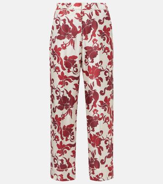 Max Mara Leda printed silk wide-leg pants
