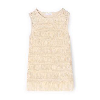 Motivi Top de punto macram&eacute; con flecos - Tops - Mujer - Beige - M