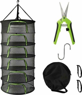 OEM Secador Colgante De Hierbas, Malla De 6 Capas De 0,6 M Para Hierbas, Flores, Bulbos, Peces, Secador Colgante Redondo Grande Plegable Con Cremallera Ve