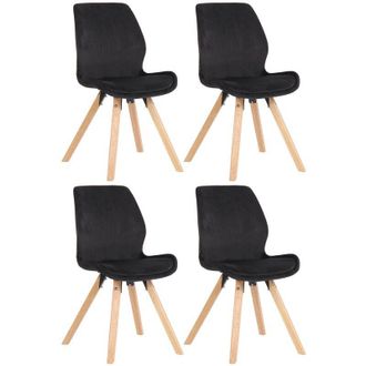 Clp Juego De 4 Butacas De Sal&oacute;n Luna Negro Terciopelo