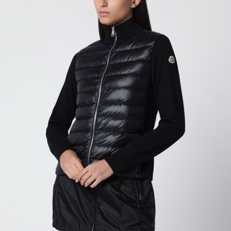 Moncler Cardigan con zip imbottito nero