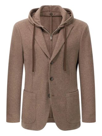 Boggi Milano Madison hooded patch-pocket blazer - men - Virgin Wool/Cashmere - 46 - Brown