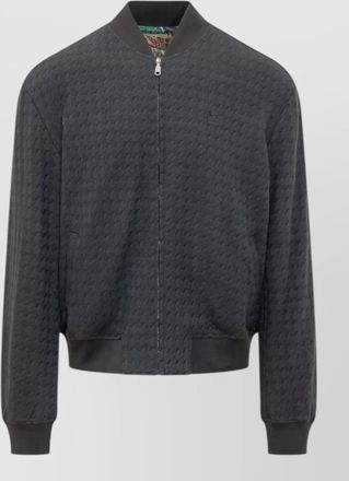 Etro textured nylon silk bomber jacket ribbed trims