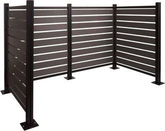 Hhg Hhg - Valla De Aluminio Para Papeleras 947, Revestimiento Para Papeleras, Aspecto Madera Extensible 130x206x110cm, Marr&oacute;n