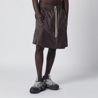 Rick Owens Mud-colored drawstring kilt shorts