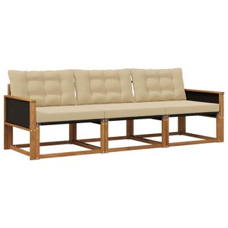 vidaXL Conjunto De Sof&aacute;s De Exterior Con Coj&iacute;n 3 Pcs Natural Y Beige Vidaxl