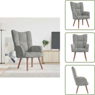 vidaXL The Living Store Sedia Relax Grigio Chiaro in Velluto - Poltrona Relax
