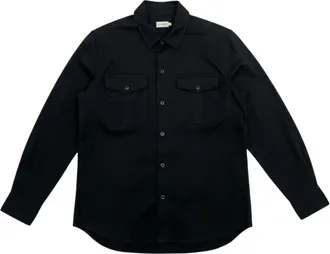 Moncler Cotton Blend Gabardine Long Sleeve Shirt - male - Moncler - Casual Shirts - Black - 3XL - Shirts