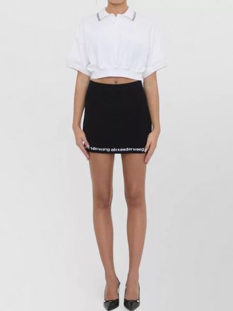 Alexander Wang cotton jersey cropped polo shirt