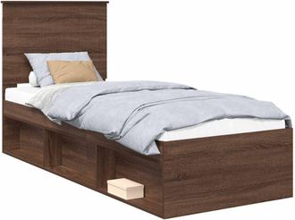 vidaXL Estructura De Cama Con Cabecera Roble Marr&oacute;n 75 X 190 Cm Vidaxl