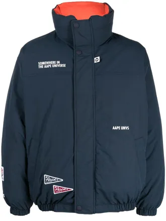 Aape By A Bathing Ape funnel-neck reversible jacket - men - Nylon/Polyester/Polyester - L - Blue