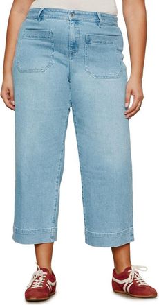 Sanctuary The Marine High Waist Patch Pocket Crop Jeans in Dollface Blue at Nordstrom, Size 14W
