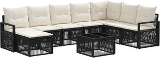 vidaXL Conjunto De Sof&aacute;s De Jard&iacute;n 9 Uds. Negro Rat&aacute;n Sint&eacute;tico Vidaxl