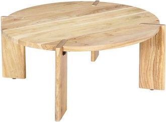 Sweeek Round Solid Acacia Wood Coffee Table Reva, Natural, 80x80x36 cm