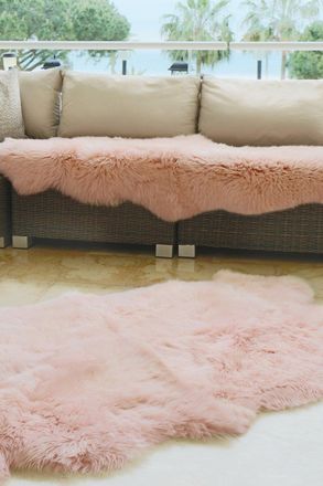 Origin Store Genuine Sheepskin Quad Rug in Rose | Size: 105 cm x 160 cm