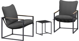 vidaXL Conjunto De Sof&aacute;s De Jard&iacute;n 3 Uds. Negro Y Antracita Acero Vidaxl