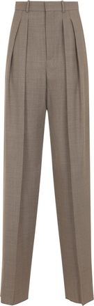 Saint Laurent Beige Tailored Wool Pants-Donna