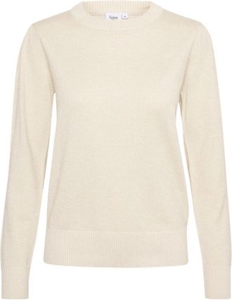 Saint Tropez Glimmende Pullover Ice - Dames - Ronde hals truien - Wit - L - Truien & Vesten